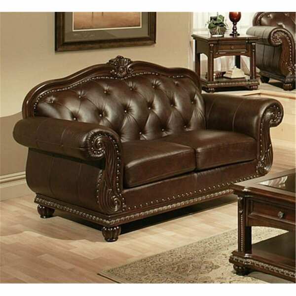 Acme Furniture Industry Anondale Top Grain Leather Loveseat in Cherry 15031